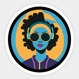 80s popart black girl, vibrant colors, face only Sticker